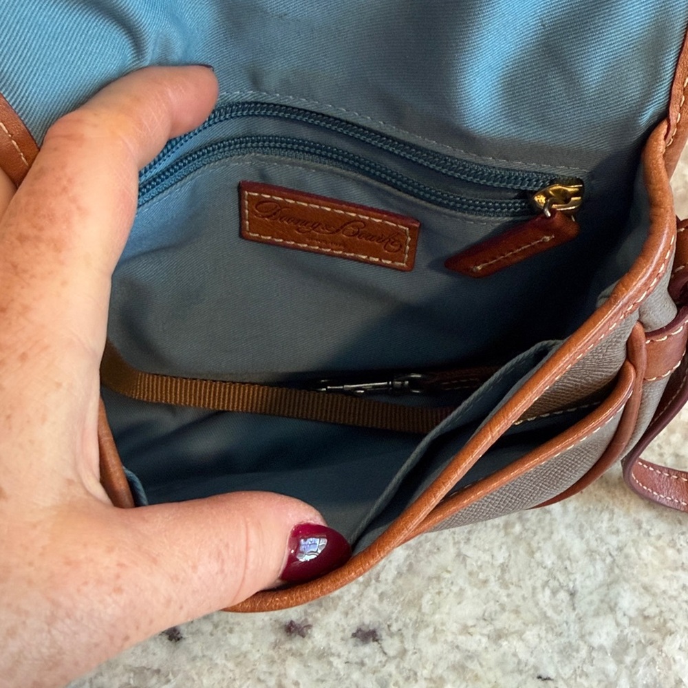 Dooney & Bourke Taupe and Brown Crossbody Saddle Bag - Picture 4 of 9